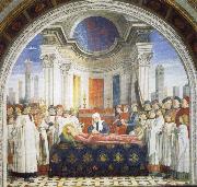 GHIRLANDAIO, Domenico Entombment of St.Fina oil on canvas